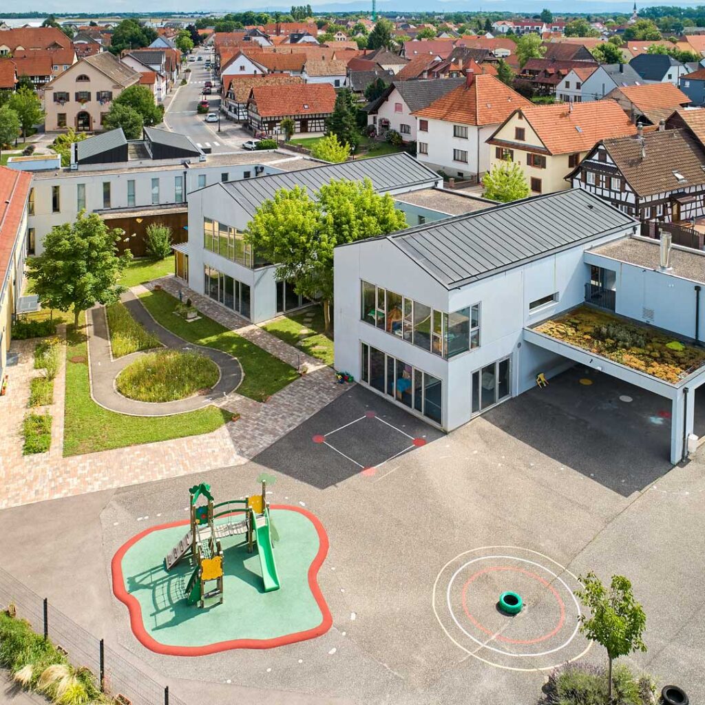 École maternelle de Lipsheim, photo aérienne par drone