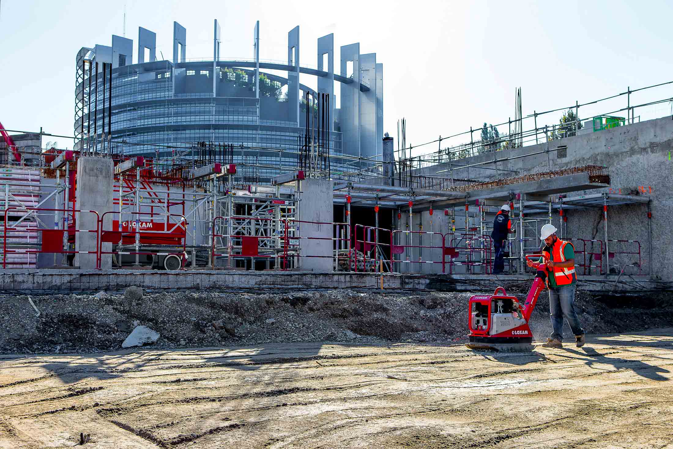 Prise de vue de suivi de chantier avec le Parlement Européen de Strasbourg