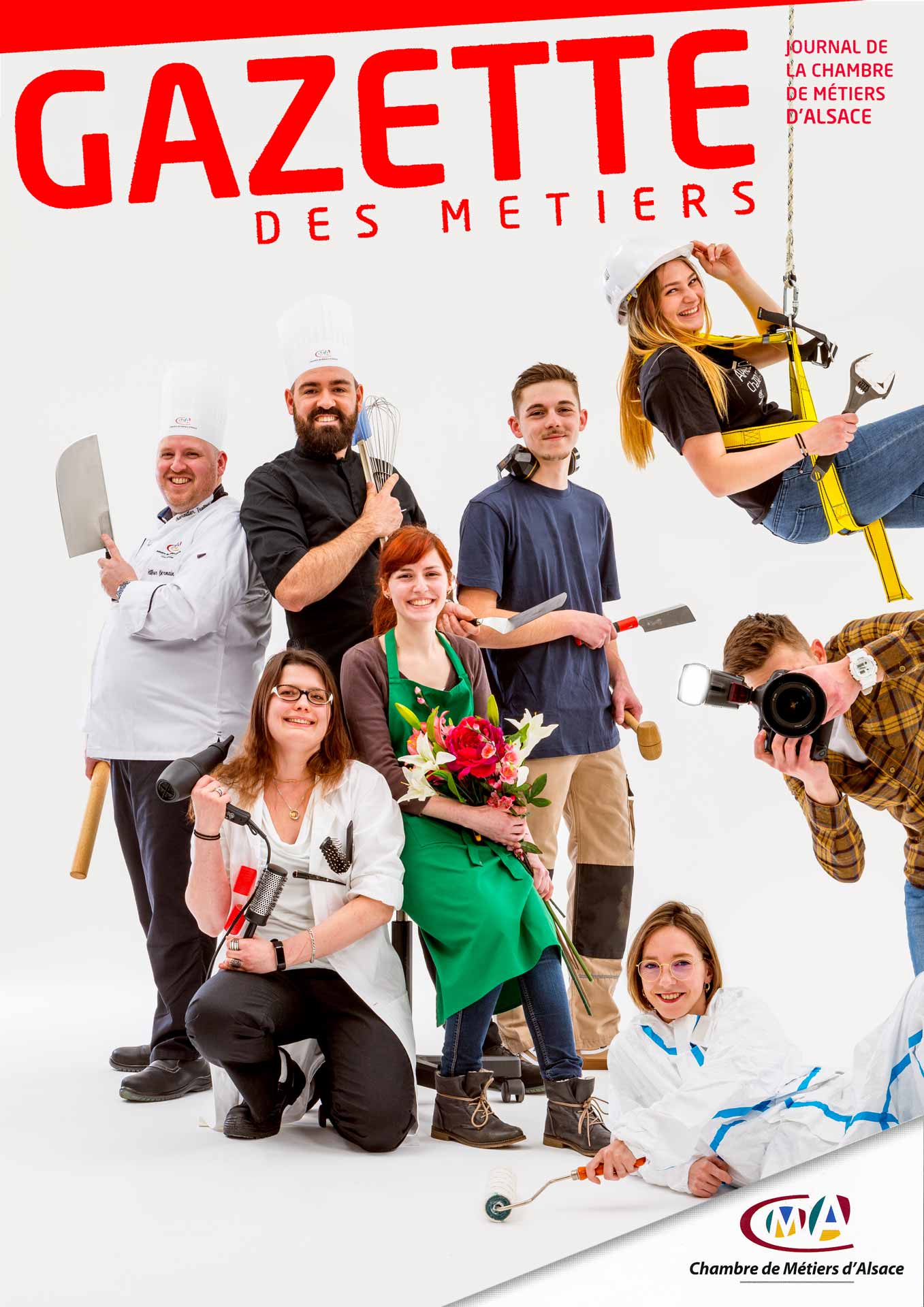 CMA couverture magazine spécial artisans selon maquette - Cyclo blanc studio photo professionnel Strasbourg